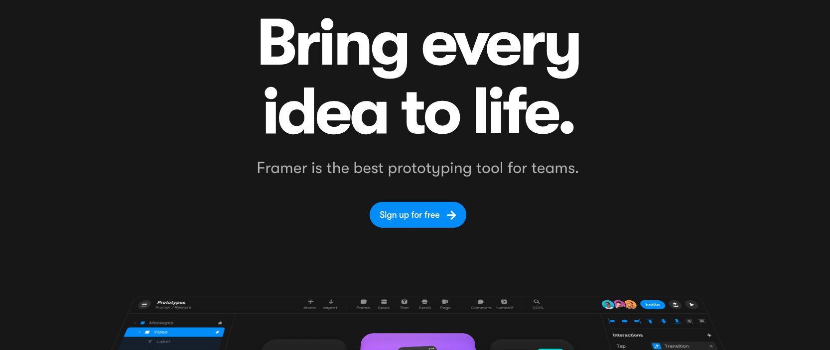 Framer : Outil de prototypage mobile