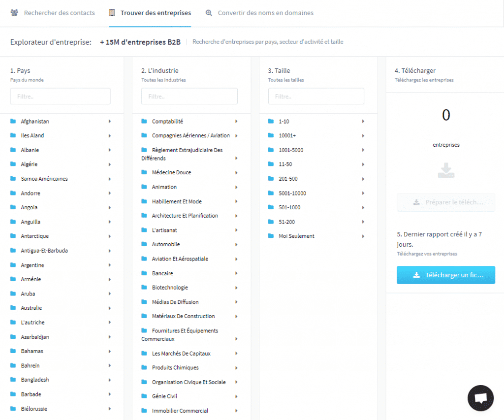 Logiciel génération prospects - Logiciel de génération clients-Trouver des entreprise avec filtres