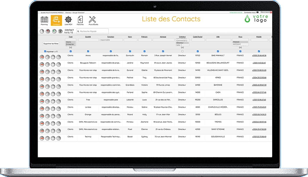 multi-planning - Contacts avec synchronisation sélective continue et partage