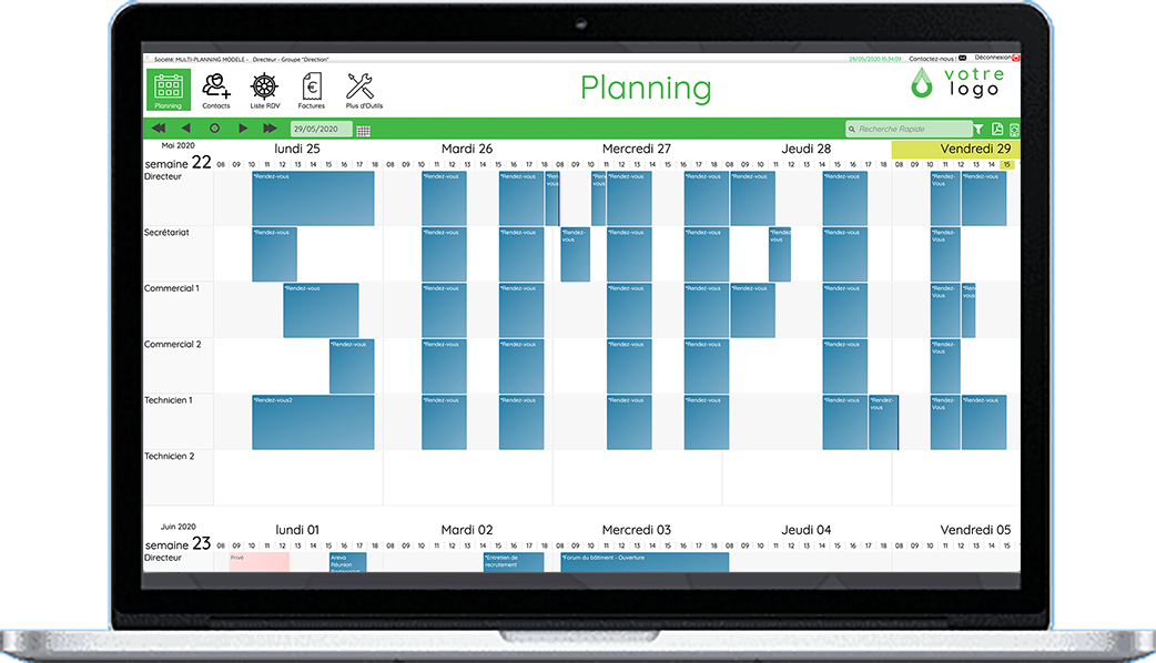 multi-planning - Vue Planning multi-utilisateurs, filtrable, triable.