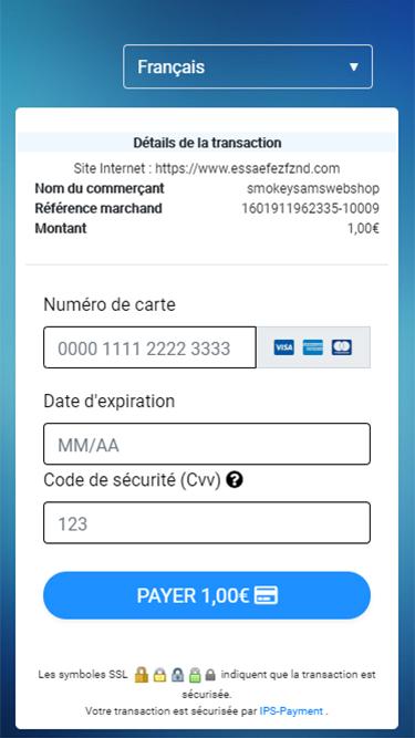 IPS Payment - Page de paiement sur mobile