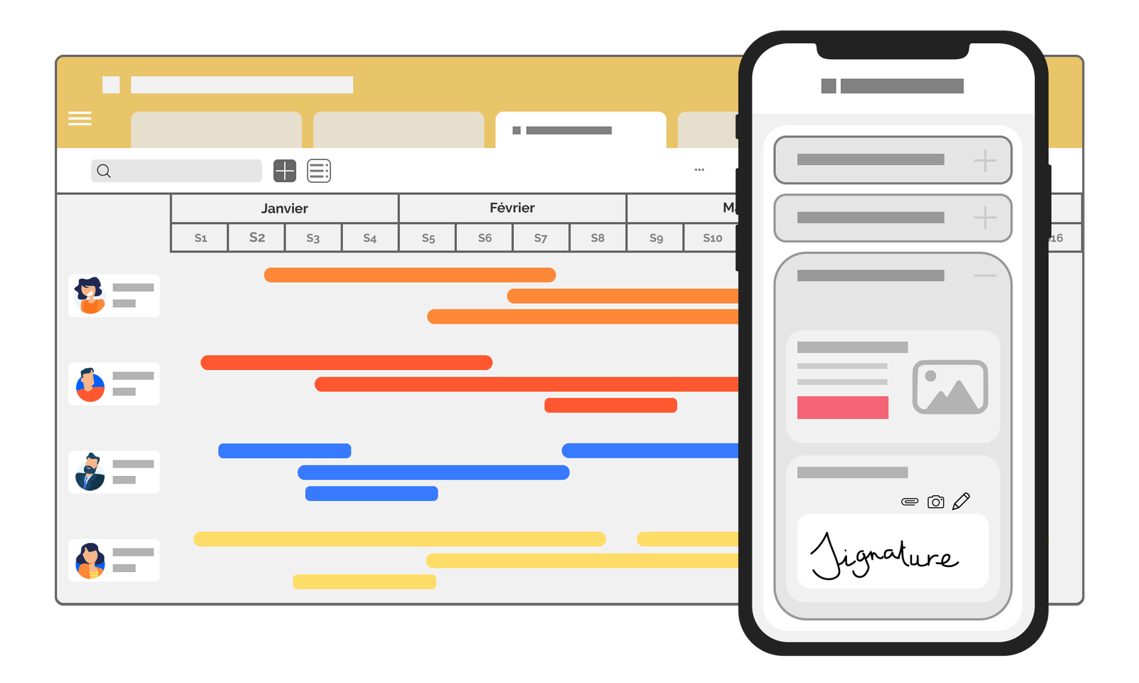 Timetonic Chantier - A partir de ces données, vous gérez votre planning de chantier.