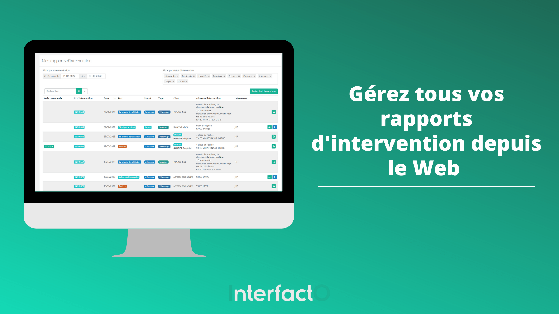 Kibati - Gérez tous vos rapports d'intervention depuis le Web