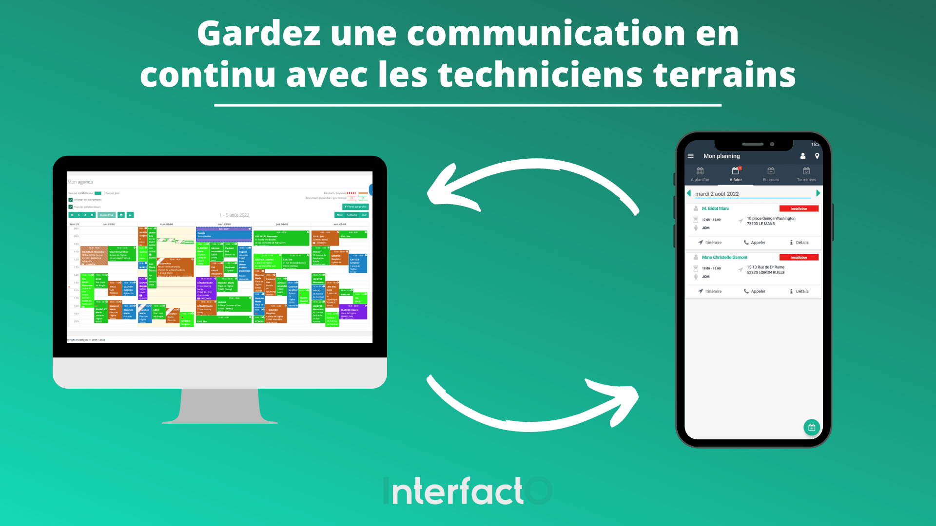 Kibati - Gardez une communication en continu avec les techniciens terrains