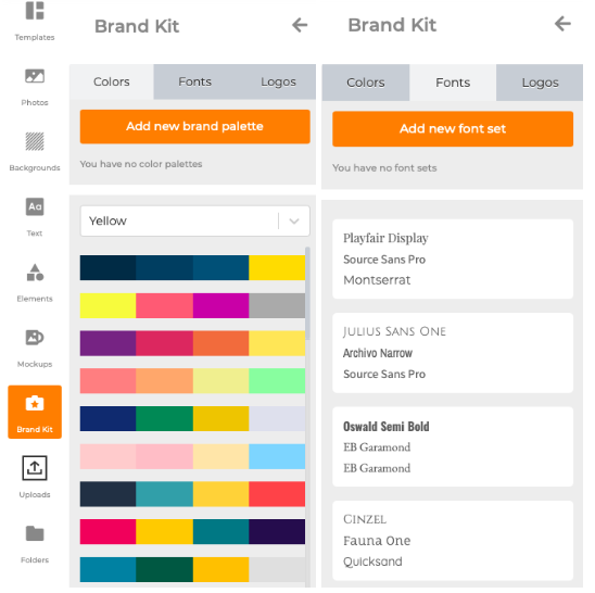 Designmaker - Outil Brand kit pour enregistrer les polices et les couleurs adaptes