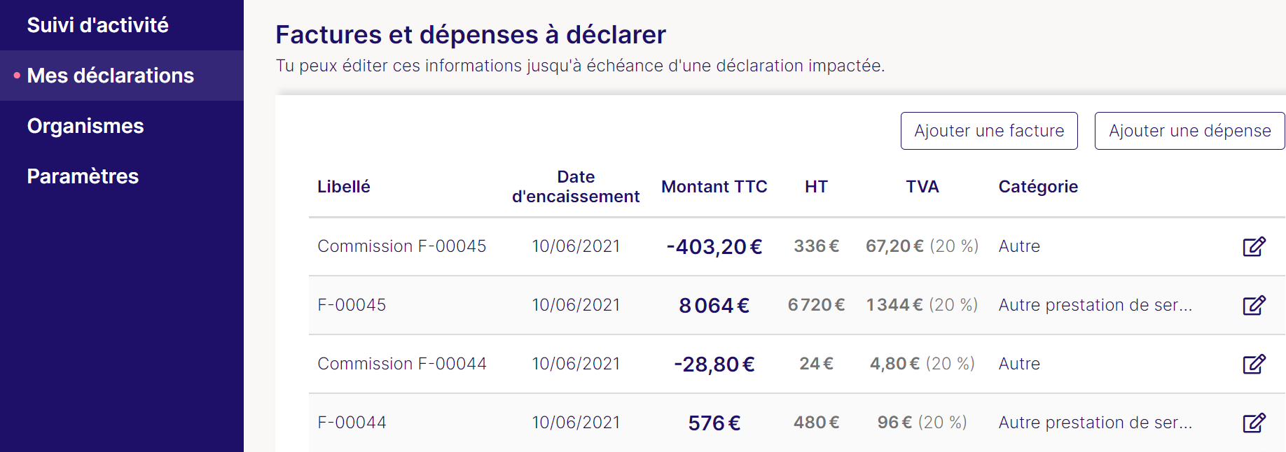 Superindep.fr - Gestion des factures et dépenses en cours