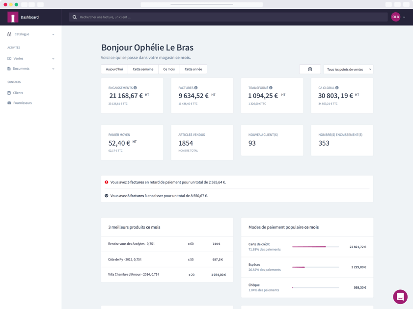 Wino - Dashboard Wino disponible depuis n'importe quel ordinateur