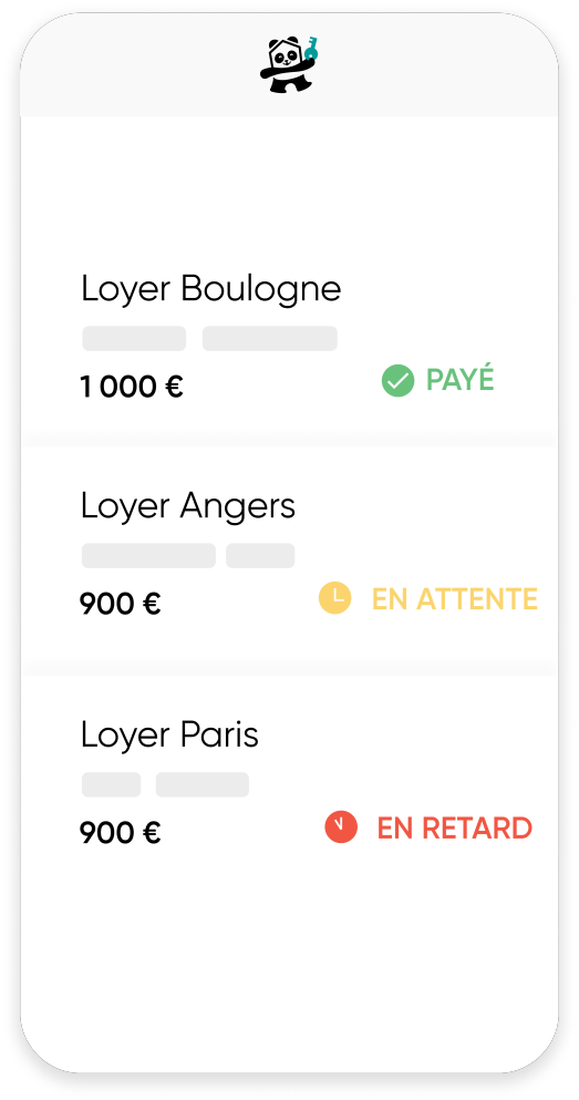 Pandaloc - L'interface de paiement du loyer et le suivi des transactions