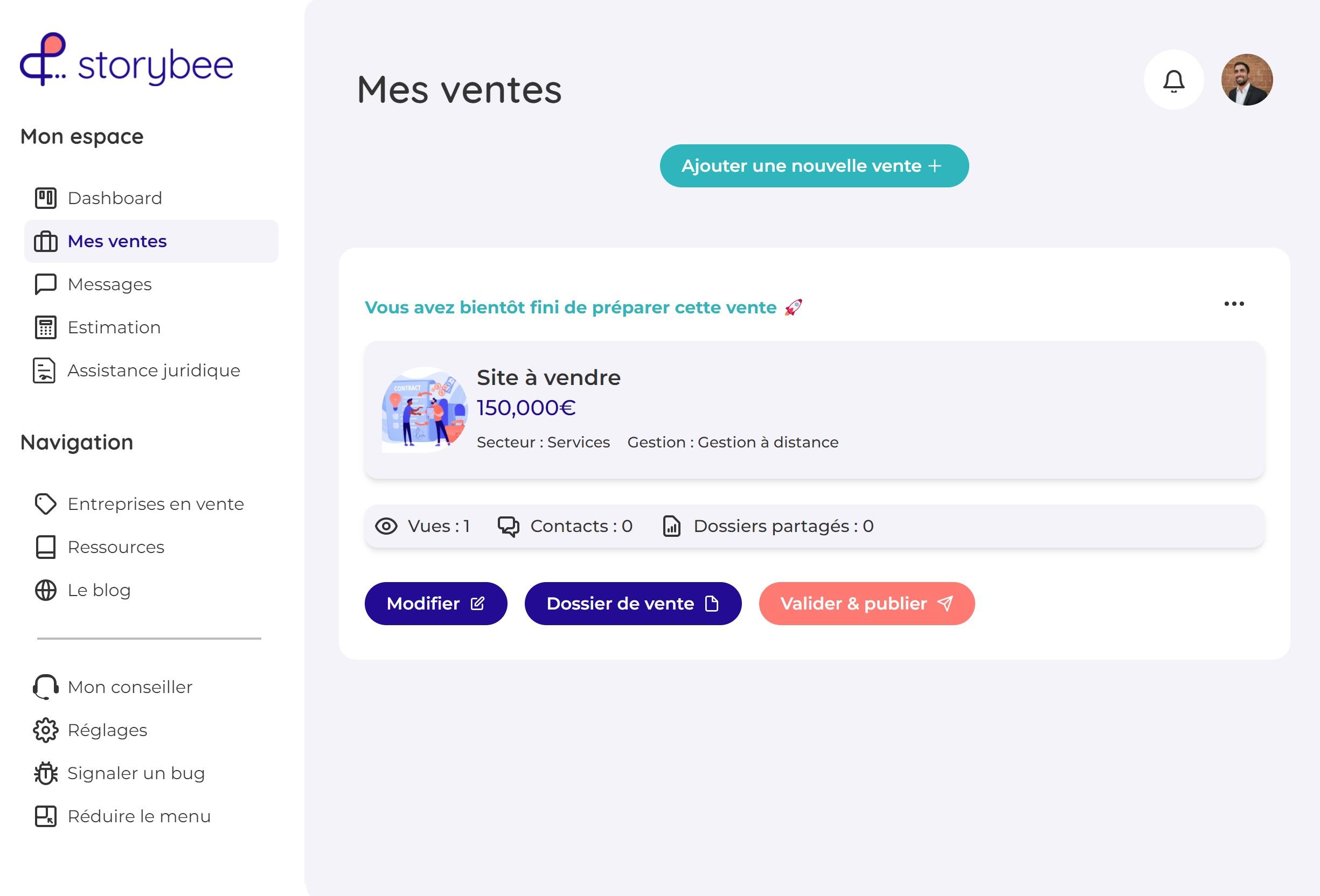 Storybee - Gestion des ventes