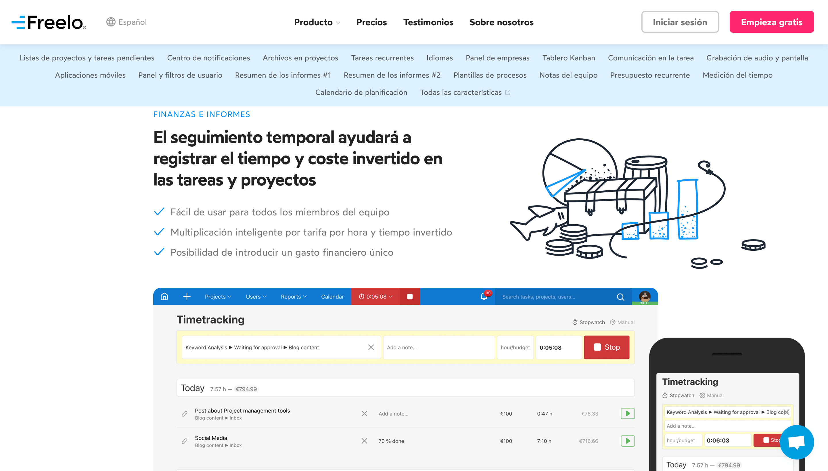 Freelo.io - Seguimiento del tiempo y coste en los proyectos