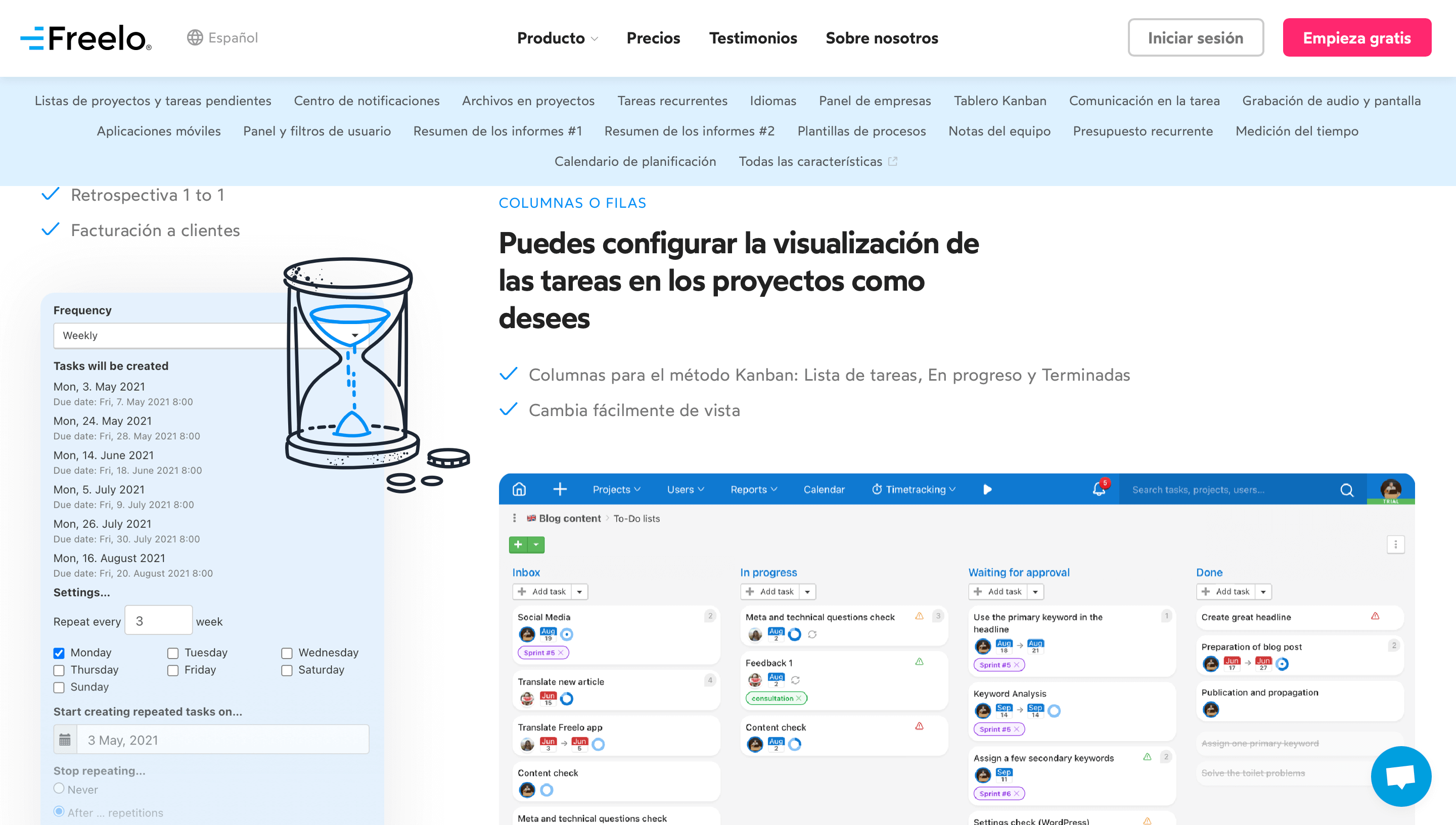 Freelo.io - Visualización kanban o en filas