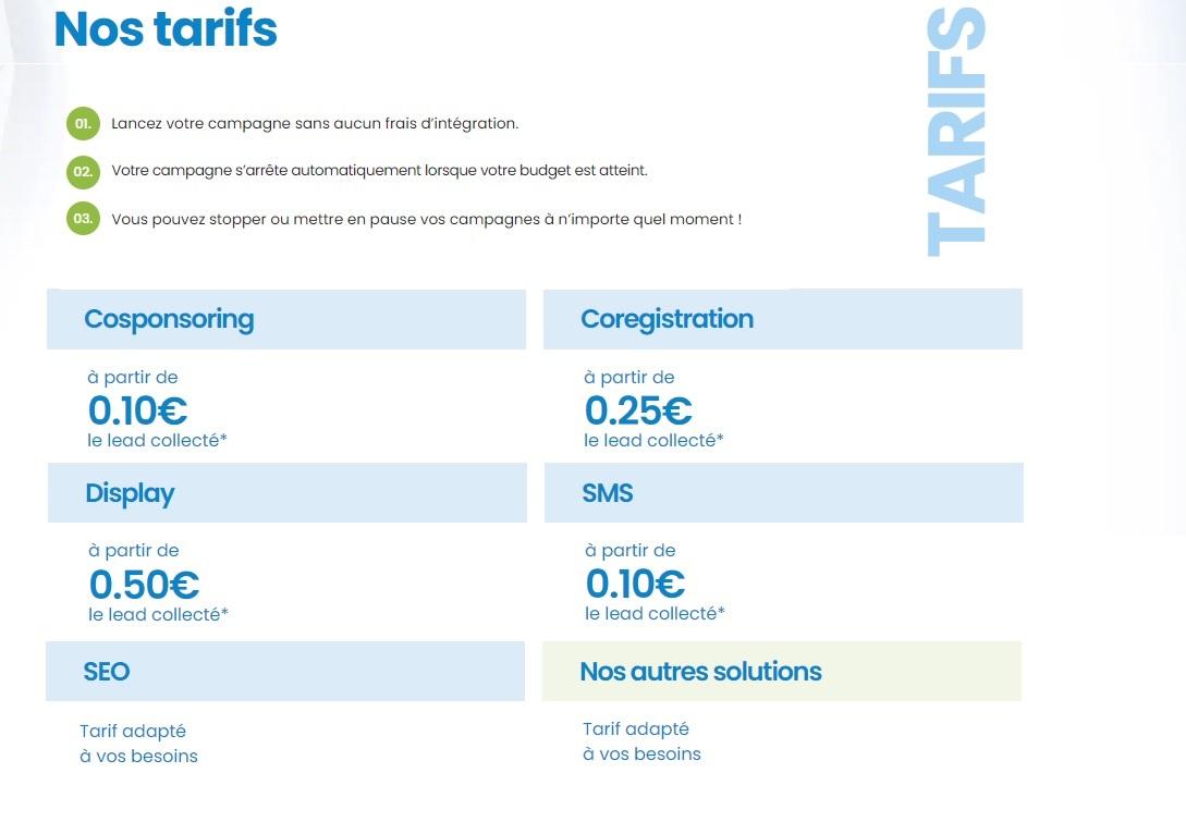 WebRivage - Tarifs