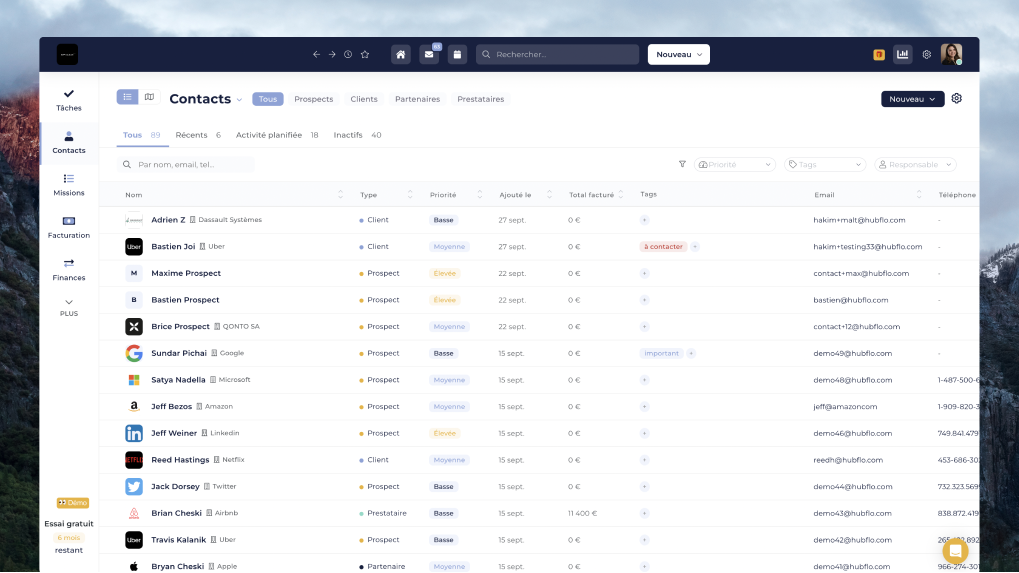Hubflo - Gestion des contacts