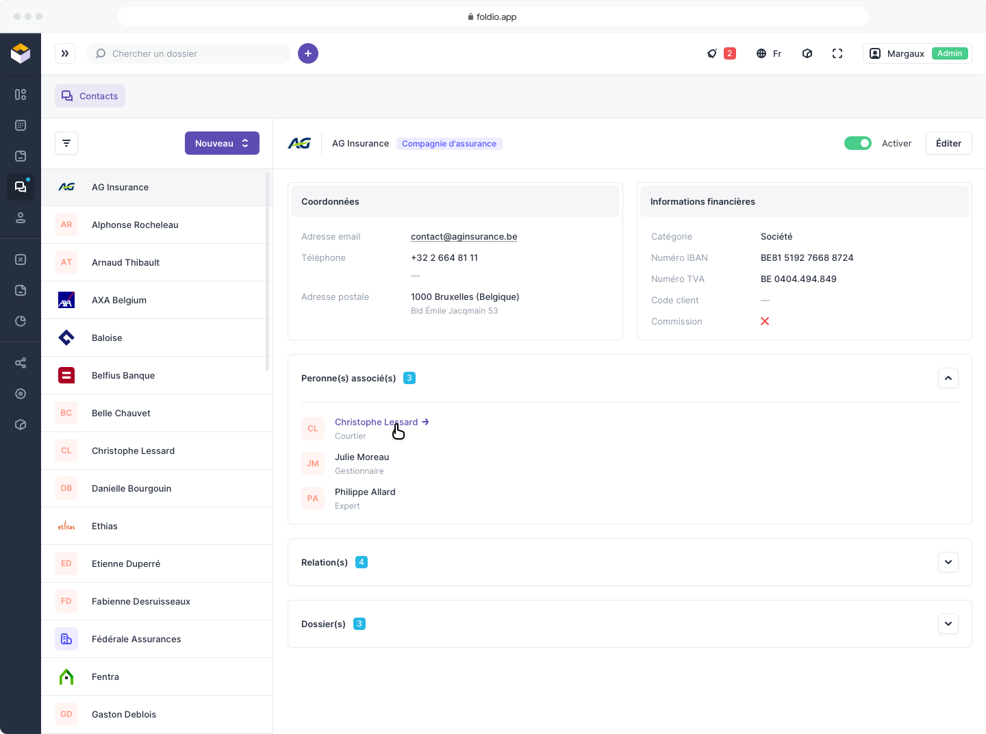 Foldio - Carnet de contacts