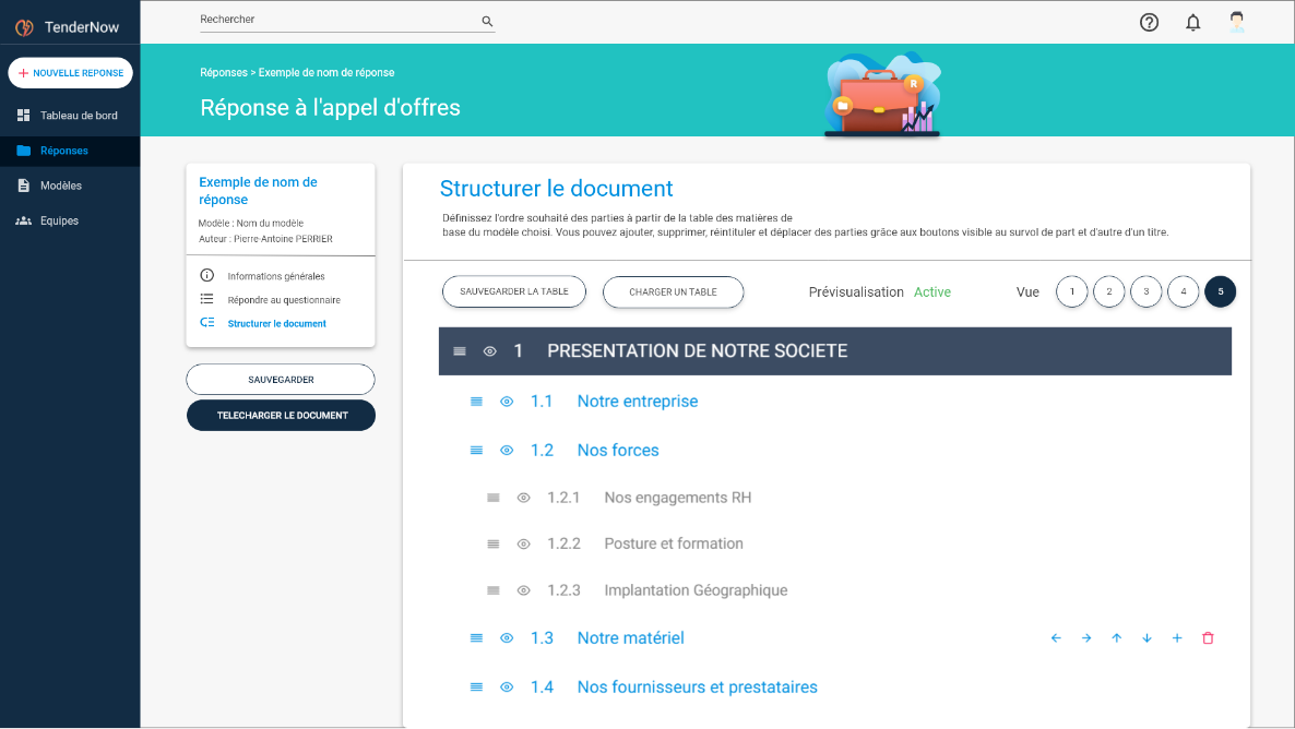 TenderNow - Mise en forme dynamique et rapide des blocs de contenus de vos mémoires techniques