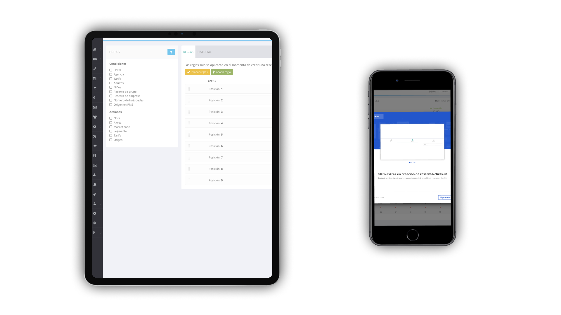 Lean Hotel System PMS - Lean se puede utilizar en diferentes dispositivos. La imagen muestra la visión de la creación de automatizaciones y las actualizaciones que se reciben cada semana.