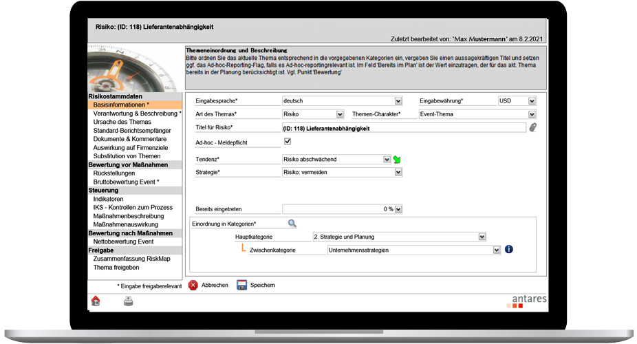 antares RiMIS® | GRC-Software - Bildschirmfoto 3