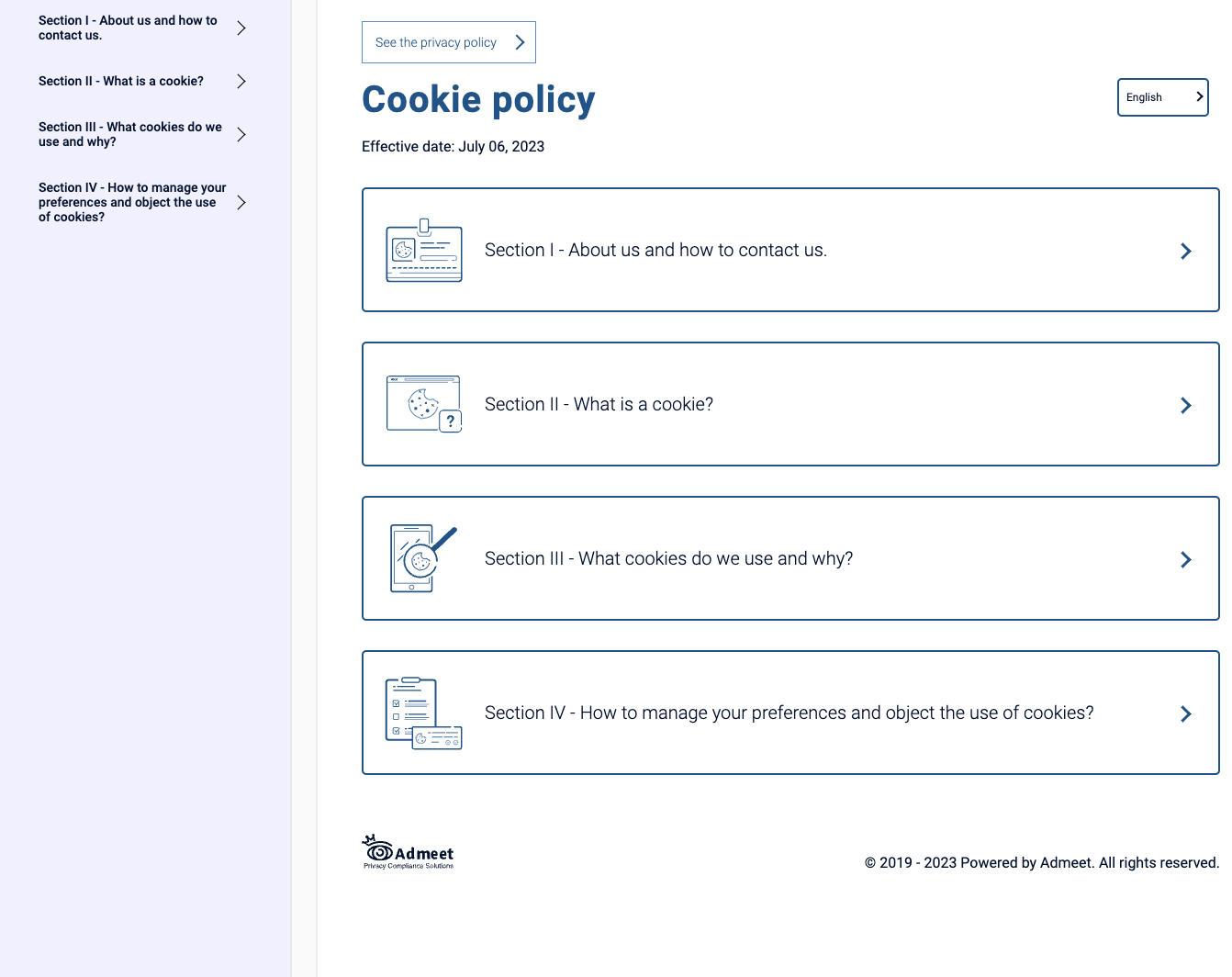 Admeet - Politique de cookies Admeet