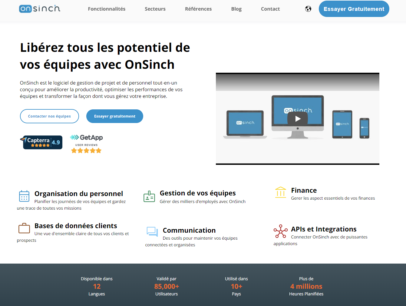 OnSinch - Page d'accueil de la version francaise de notre site internet onsinch.com
