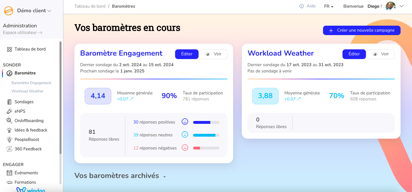 Windoo Connect - Baromètres d'engagement