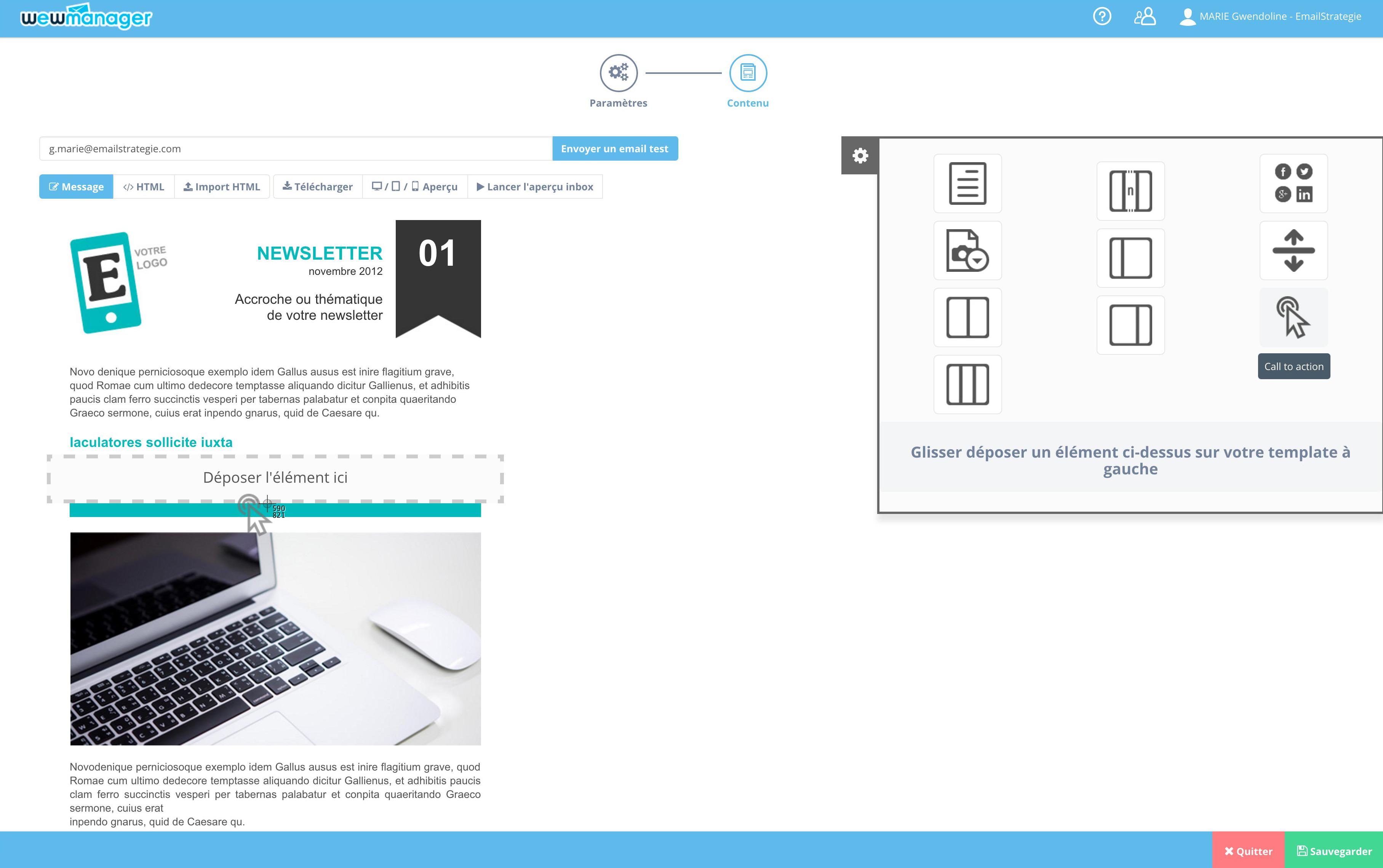 wewmanager - wewmanager: Gestão de Campanhas e-mail, editor drag & drop, Projeto Responsive