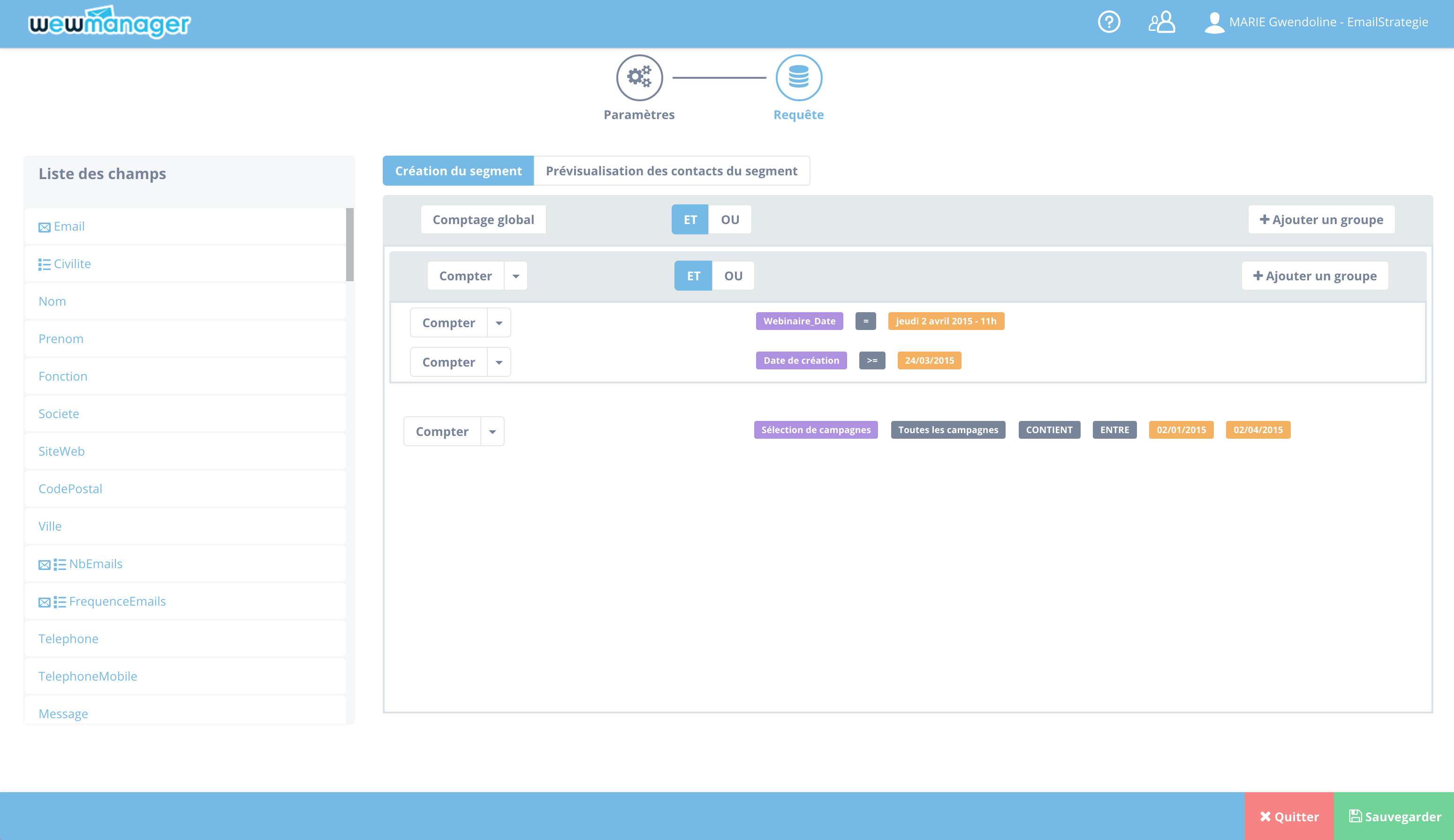 wewmanager - wewmanager: Base de datos de segmentación, seguimiento Segmentación del Comportamiento de interés