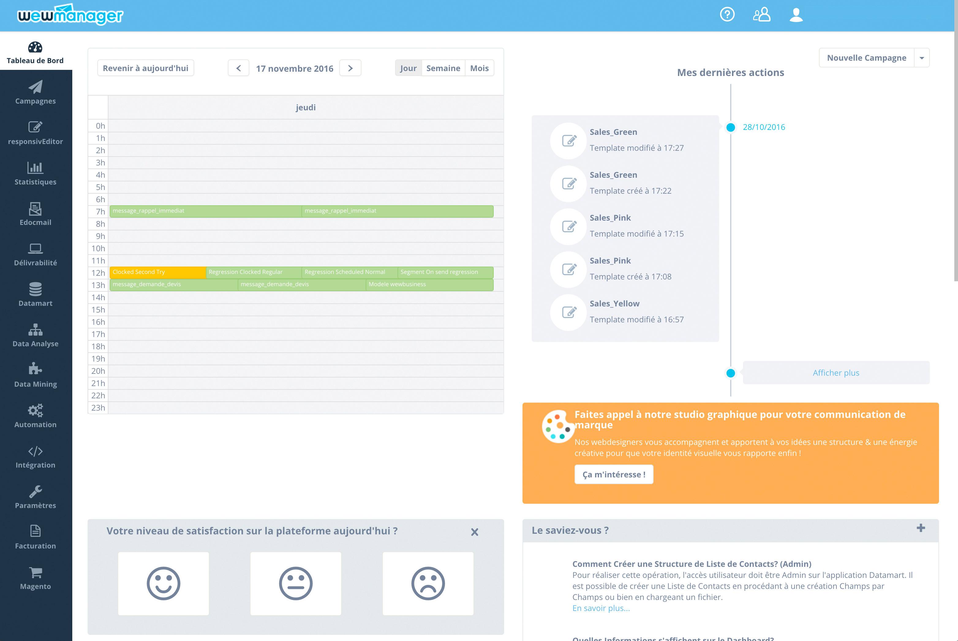 wewmanager - wewmanager: Tablero de instrumentos, las campañas de pista