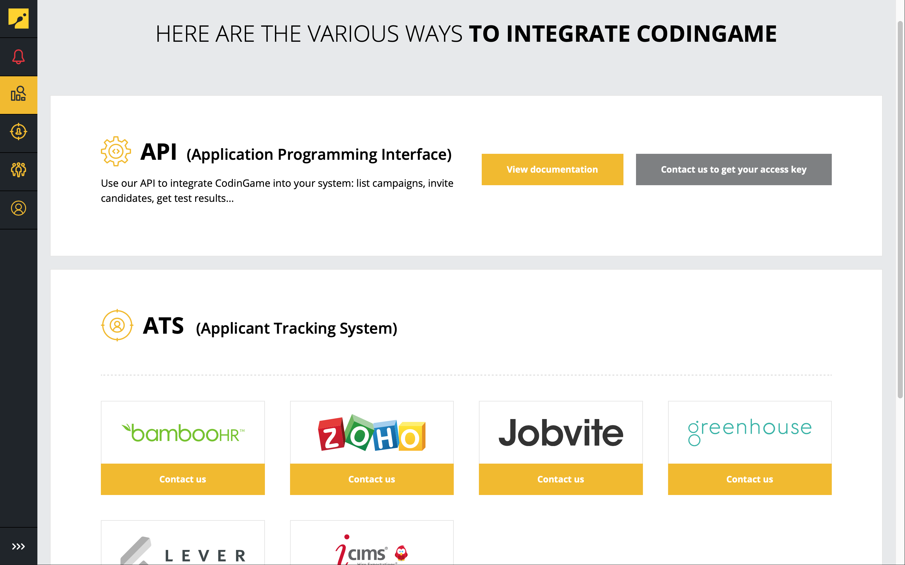 CodinGame by CoderPad - CodinGame Assessment-integration