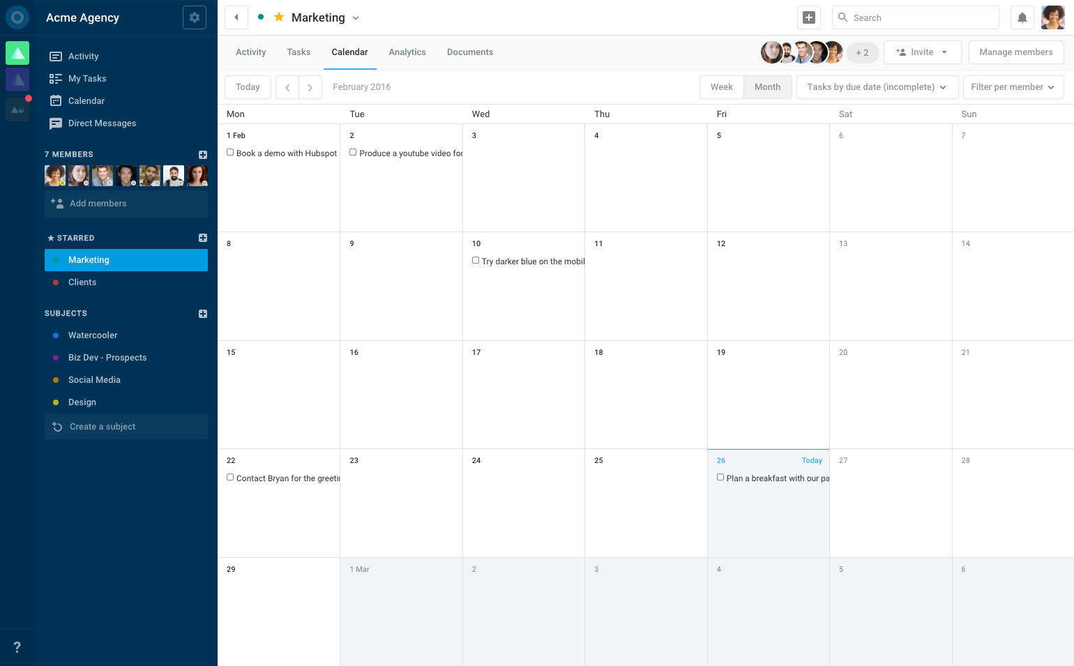 Azendoo - calendar View