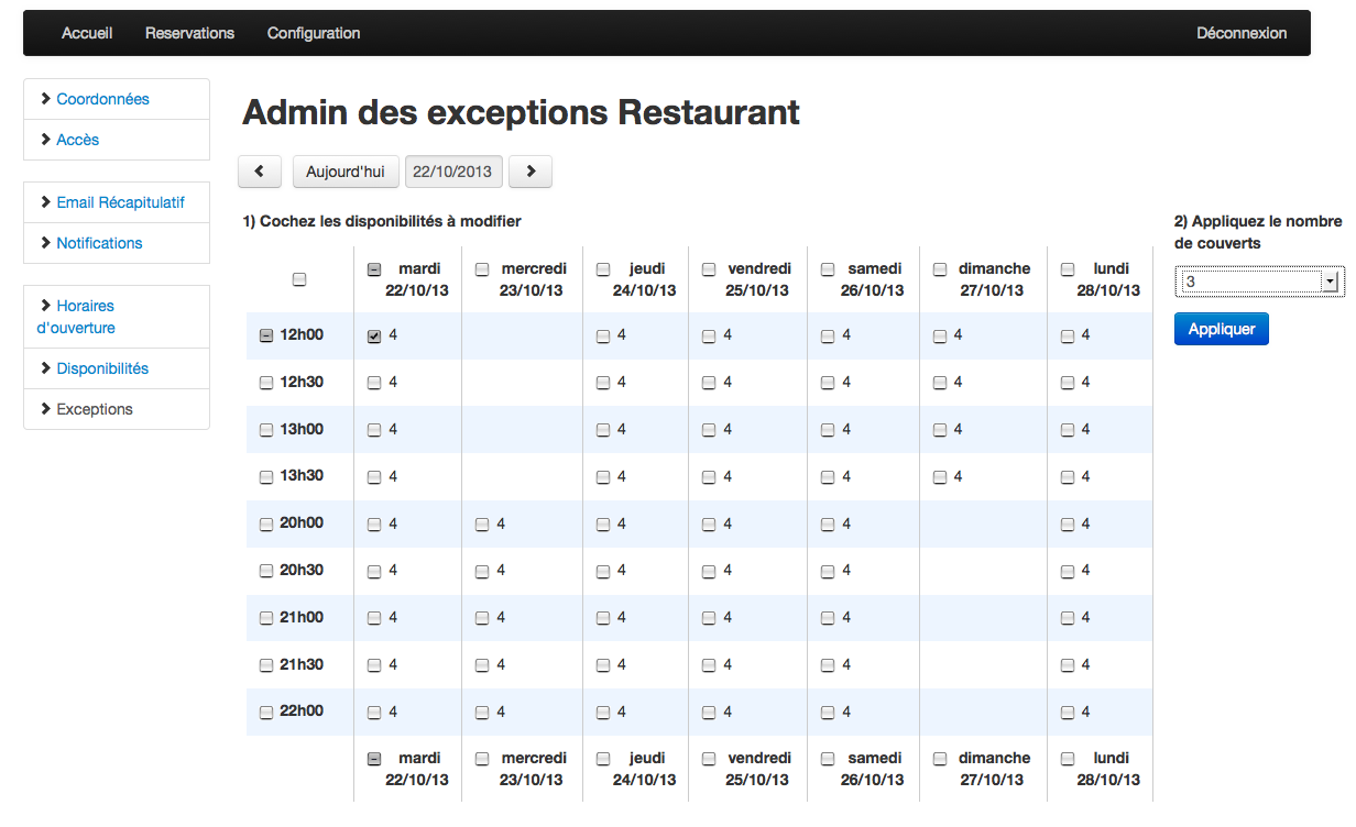 ClicRDV - interface de um ClicRDV