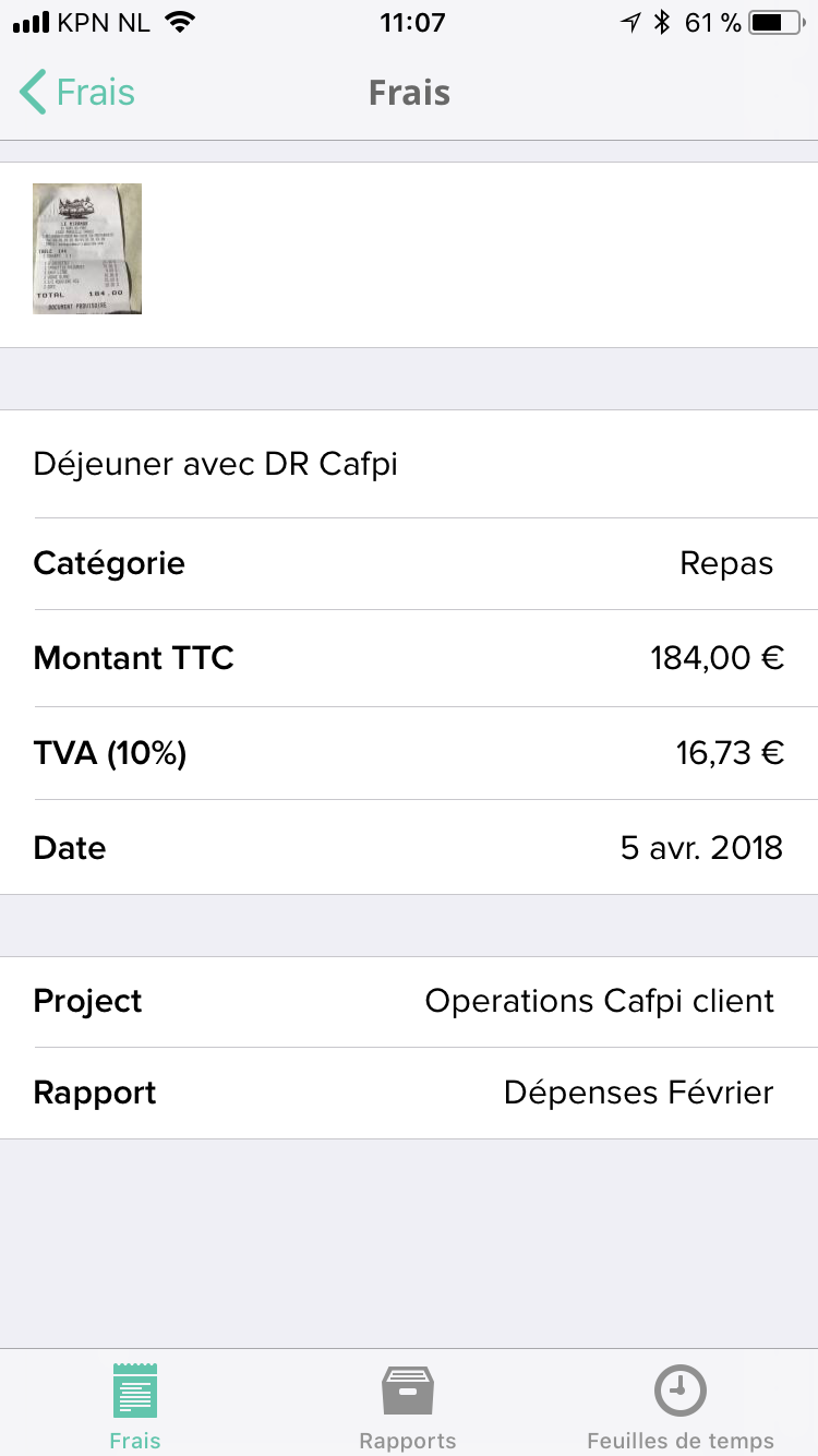 Declaree - App Mobile dettagli di spesa