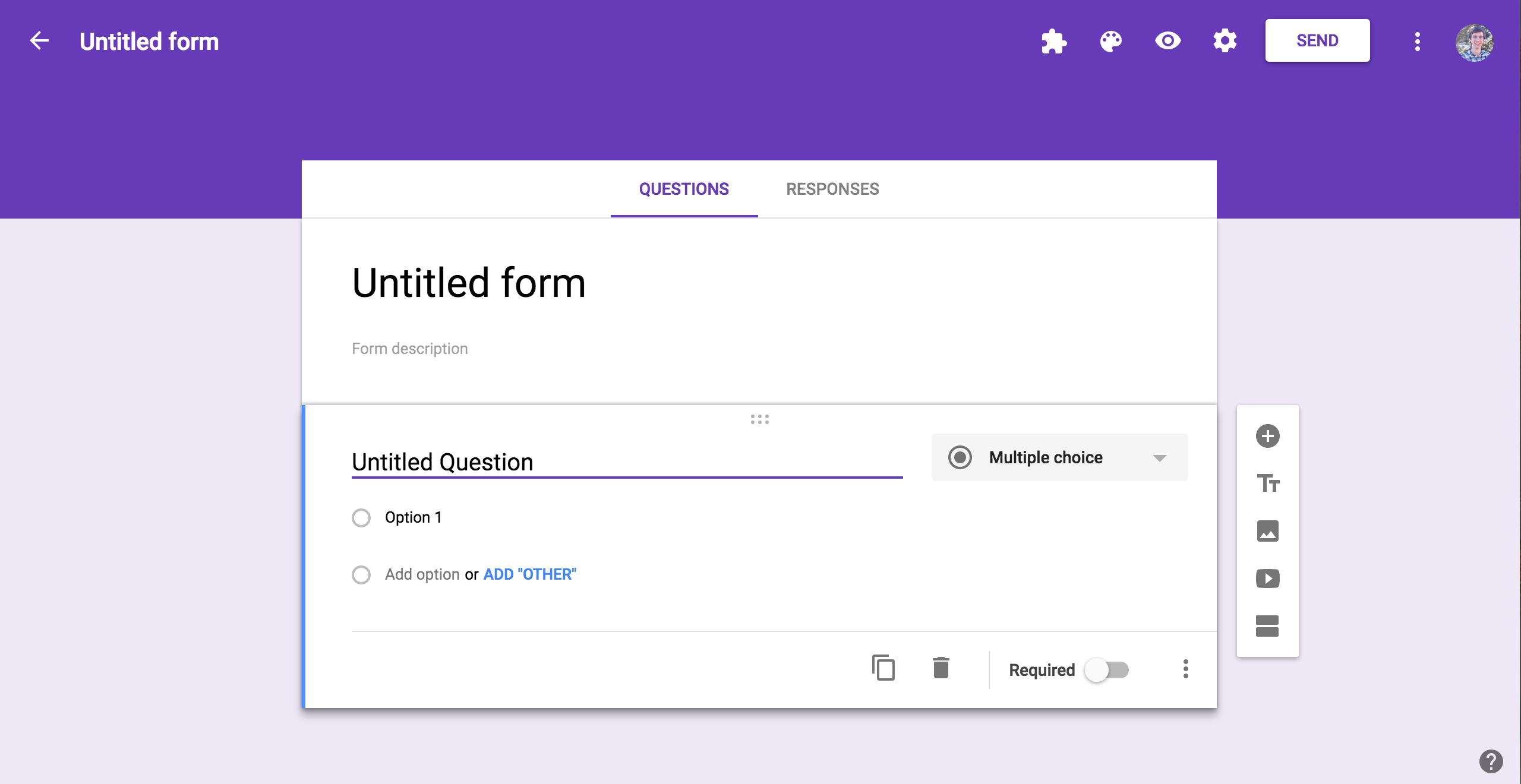 Google Forms - Interface do Google Forms